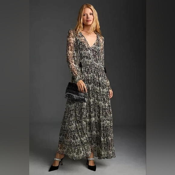 NEW The Marais Printed Chiffon Maxi Dress XL - Picture 1 of 4